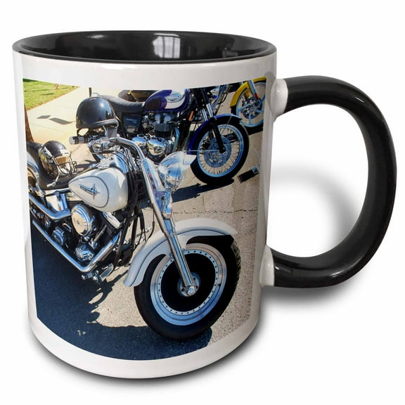 3drose, Harley Motorcycle® in Front, 11oz Two-tone Black Mug