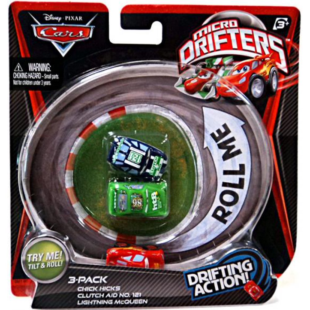 Disney Cars Micro Drifters Chick Hicks, Clutch Aid & Lightning McQueen