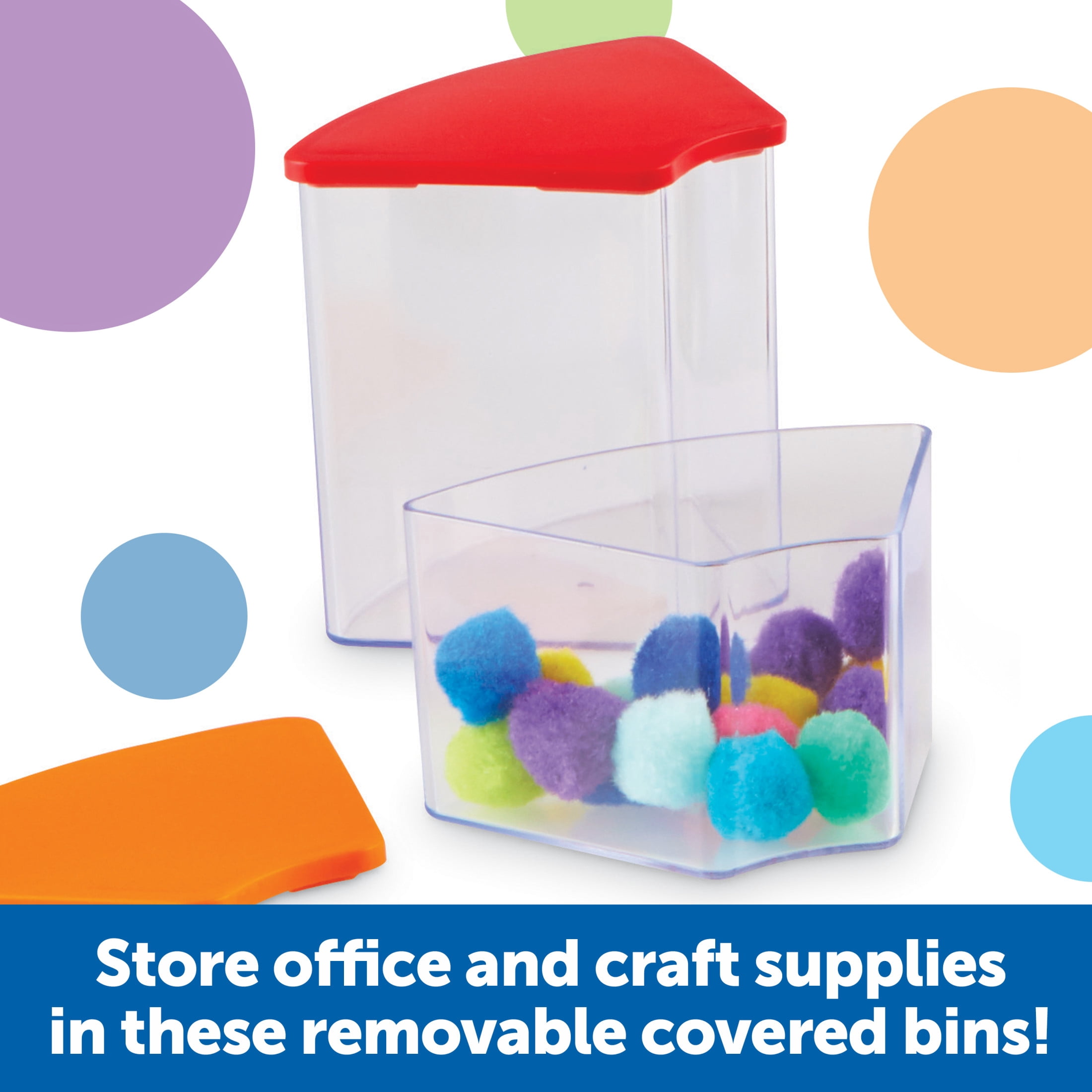 Learning Resources Create-a-Space See-Thru Spinning Bins -14 Pieces Classroom Organization, School Supplies Organizer, Desk Organization, Pen and Crayons Holder