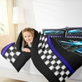 thumbnail image 5 of Feelyou Futuristic Race Car Bedding Comforter Set, Blue Cartoon Automobile Twin Comforter Sets, Teens Kids Boys Girls Reversible Bedding Set, Super Cozy Room Decor, 2 Pieces, 5 of 9