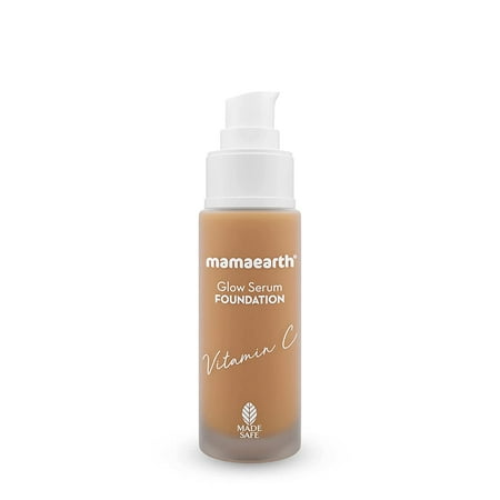 Mamaearth Glow Serum Matte Light Coverage Foundation Creamy With Vitamin C & Turmeric For 12-Hour Long Stay for All Skin types- 09 Warm Glow - 30 Ml