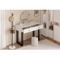 thumbnail image 1 of Coiffeuse Éclairée à DEL avec Miroir et 2 Tiroirs de Rangement, Table de Maquillage Moderne avec Éclairage à 3 Couleurs Réglables, Organisateur Cosmétique Blanc et Noir pour Chambre, Appartement, Dortoir, 1 of 8