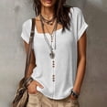 thumbnail image 4 of LIaqionyy Womens Cotton Linen Tops Lightweight Casual Loose Work Blouses Short Sleeve Summer Vacation Shirts, 4 of 8
