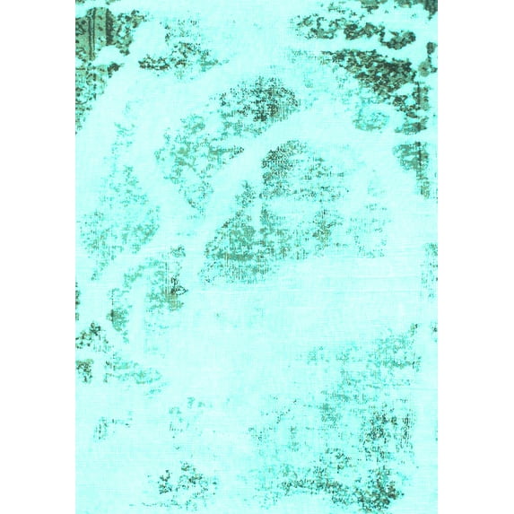 Ahgly Company Machine Washable Indoor Rectangle Abstract Turquoise Blue Modern Area Rugs, 5' x 8'