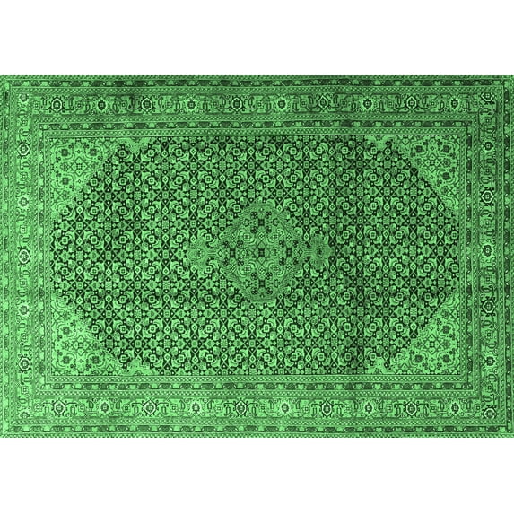 Ahgly Company Indoor Rectangle Medallion Emerald Green Traditional Area Rugs, 4' x 6'