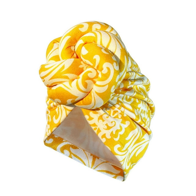 XASZHN Womens Velvet Headscarves Exaggerated Floral Bouquets Decorative Yellow One Size