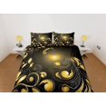 thumbnail image 2 of Funda Nórdica Negra Pavo Real Amarillo Decoración Brillante Estética Juego de Cama Completo,, 2 of 4