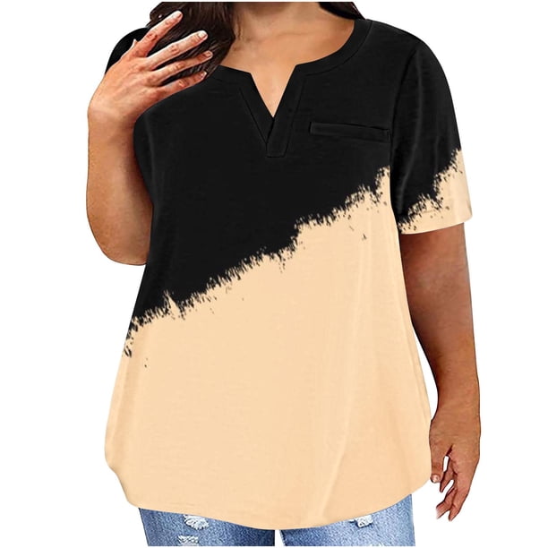 Camisetas Casuales de las Mujeres Largo Casual Impreso Cuello Redondo Suelto Top, Camiseta de Verano de Manga Corta