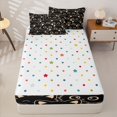thumbnail image 4 of Manfei Simple Kitten Zipper Twin Comforter Sets with Fitted Sheet and 2 Pillowcases, Beige Line Cat Zipper Bedding Set, Black Orange, Polkadot Reversible, 4pcs, 4 of 7