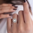 thumbnail image 4 of Bella Jewel 2 Ct Emerald Cut Lab Created Simulated Diamond - 14K White Gold Plated Ring - Halo Solitaire Engagement Wedding Rings - Latest Diamond Rings for Women's - Daily Wear Diamond Rings, 4 of 4