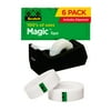 Scotch Magic Tape, Clear, 3/4" x 1000", 6 Rolls with Black Dispenser