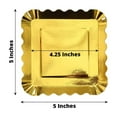 thumbnail image 3 of Efavormart 50 Pack | 5" Gold Foil Scalloped Rim Dessert Paper Plates, Disposable Square Appetizer Plates, 3 of 11