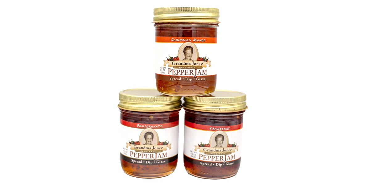 'I Love Fruit' Pepper Jelly Three Pack - Includes Caribbean Mango, Cranberry, and Pomegranate flavors