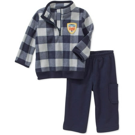 Child of Mine Carters Newborn Boys' 2-Piece Check Mock Neck Fleece and Pant Set