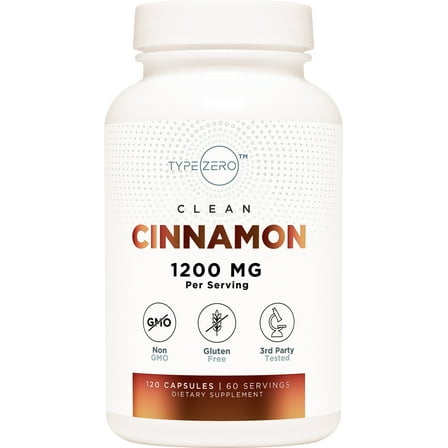Type Zero Ceylon Cinnamon Capsules (1200mg | 120 Capsules) - Natural, Non-GMO, Gluten Free, Organic Cinnamon Supplement