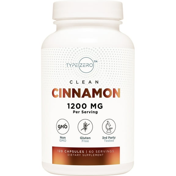 Type Zero Ceylon Cinnamon Capsules (1200mg | 120 Capsules) - Natural, Non-GMO, Gluten Free, Organic Cinnamon Supplement