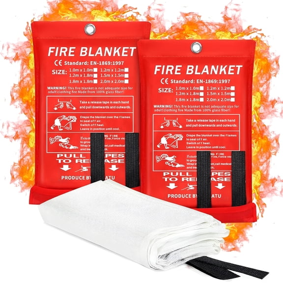 HIBIBUD 2X Large Fire Blanket Fireproof for Home Kitchen Office Caravan Emergency Safety Heat Blanket Survival