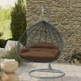 thumbnail image 5 of LeisureMod Hanging Swing Chair Two-Person Seater Egg Chair Grey Frame in Teardrop Design with Armrest Removable Zippered Washable Polyester Cushion Cover for Indoor and Patio Recluse Collection, 5 of 11