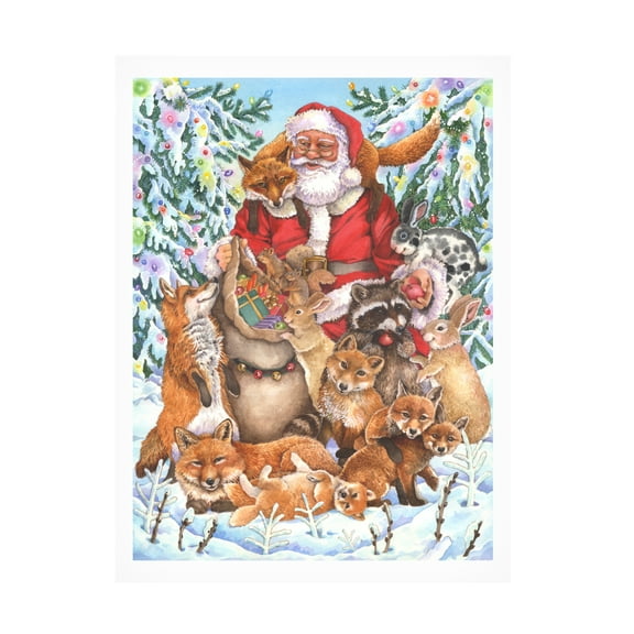 Wendy Edelson 'Santa Foxes' Canvas Art