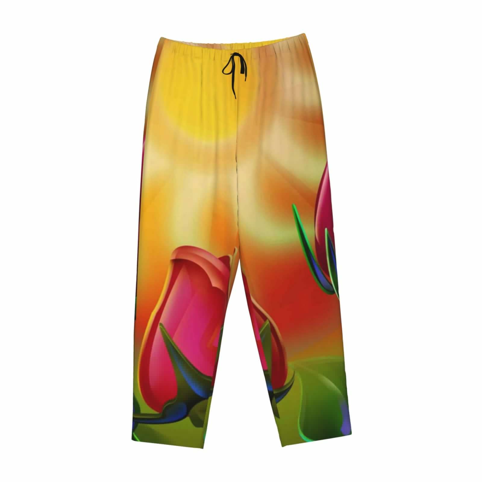thumbnail image 4 of Kll Womens Rose Psychedelic Print Pajama Pants Soft Pajama Bottoms For Women Cozy Lounge Pants, 4 of 9