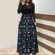 thumbnail image 2 of Vestido largo de manga larga con cuello redondo y estampado floral para mujer Pompotops hdfakjf4019, 2 of 6