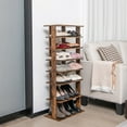 thumbnail image 2 of Patiojoy 7-Tier Double Rows Shoe Rack Vertical Wooden Shoe Storage Organizer Rustic patented Brown, 2 of 10