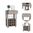 thumbnail image 4 of DEPOT E-SHOP Margh Bar Cart, Twelve Wine Cubbies, Four Legs, One Open Shelf, Countertop- Light Grey, For Kitchen, 4 of 5