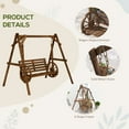 thumbnail image 5 of Outsunny 2-Seat Porch Swing with A-Frame Stand, Wooden Log Patio Swing Chair Bench with Wagon Wheel Armrests, Carbonized Brown, 5 of 9