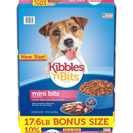Kibbles 'n Bits Small Breed Mini Bits Savory Beef & Chicken Flavor Dog Food, Bonus Bag, (Best Dog Food For Small Dogs)
