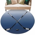 thumbnail image 2 of Navy Blue Ice Hockey Round Rugs 7ft, Winter Sports Ball Games Ombre Non Slip Washable Rug Runner, Low Pile Indoor Floor Carpet Mat Bathroom Rugs for Living Room, Bedroom, Kids Room, 2 of 9