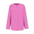 thumbnail image 4 of Blusa holgada con botones para mujer: camisa de manga larga y color liso, top informal con cuello en V para el trabajo o el fin de semana, tallas S-5XL., 4 of 4