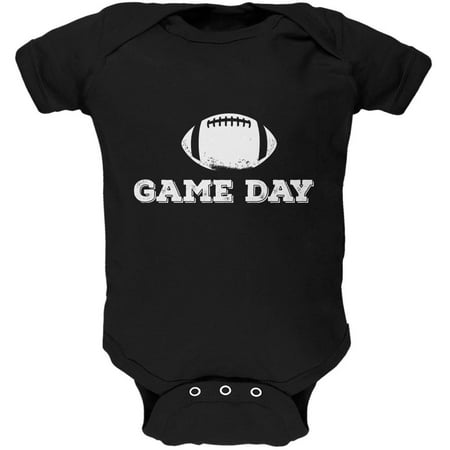 Game Day Football Black Soft Baby One Piece