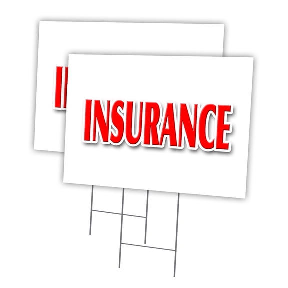 INSURANCE 2 Pack Of 12" x 16" Yard Sign & Stake | Advertise Your Business | Stake Included Image On Both Sides | Made in The USA
