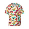 thumbnail image 3 of Goofa Colorful Butterflies Printed Men's Casual Short-sleeved Shirt,Lightweight Breathable Button-down,Summer Casual men's top,Versatile Fashion shirt-XX-Large, 3 of 7