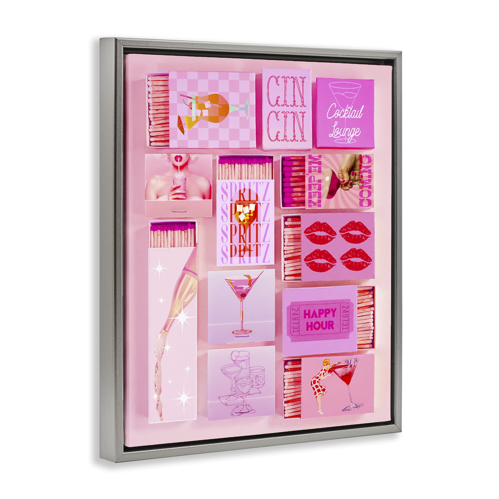 Feminine Glam Matches Gray Framed Floater Canvas Wall Art, design by Lil' Rue