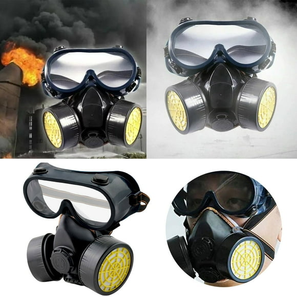 Riforla PVC Dual Cans Filtering Anti with Glasses Activated Anti Protective Gear Black