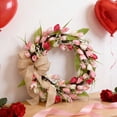 thumbnail image 5 of Mother's Day Spring Wreath for Front Door, Mother's Day Decoration with Red White Artificial Flowers and Burlap Bow, Mother's Day Decorations Indoor & Outdoor Use, 5 of 9