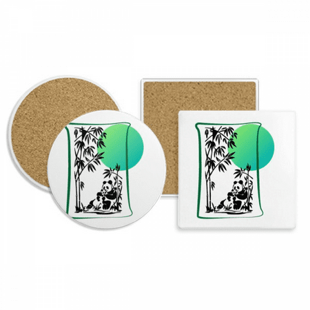 

Panda Food Mother Coaster Cup Mug Holder Absorbent Stone Cork Base Set
