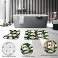 thumbnail image 4 of 4 Pcs Bathroom Shower Curtain Set,Bathroom Sets with Rugs(Bath Mat,U Shape and Toilet Lid Cover Mat) and 12 Hooks,Sky Blue Honeycomb Marble, 4 of 7