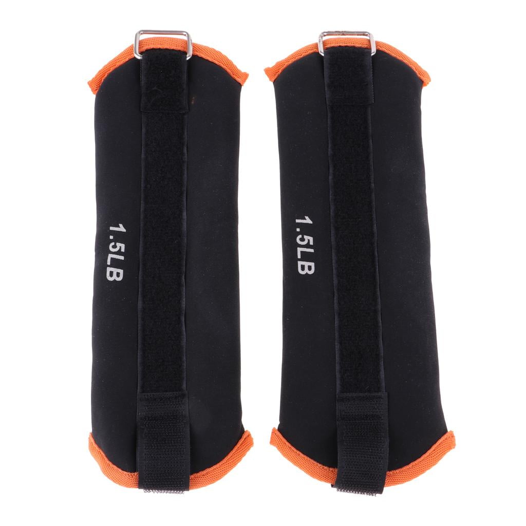 funtasica Set of 2 Ankle / Wrist Weights with Adjustable for Walking, Fitness, And Cardio Exercise (1-1.5lbs, Black) - 1.5 LB