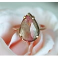 thumbnail image 3 of Watermelon tourmaline ring, Pink gemstone engagement ring, Unique pear 925 Silver Yellow Gold Plated, 3 of 5