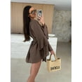 thumbnail image 4 of AURA Women V Neck Lace Long Sleeve Dress Loose Fit Casual Elegant Fall Mini Dress, 4 of 7