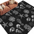 thumbnail image 2 of 5'x8' Area Rugs, Black Coastal Indoor Outdoor Area Rug for Living Room Bedroom, Nautical Starfish Jellyfish Seahorse Washable Bathroom Rugs Kitchen Floor Carpet Mats Home Decor Aesthetic, 2 of 8