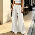 thumbnail image 4 of Aimik Women's High Waist Pleated Wide Leg Dress Pants Solid Color Straight Leg Trousers with Belt Work Business Long Pant, 4 of 6