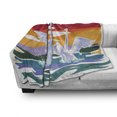 thumbnail image 3 of Swan Soft Flannel Fleece Blanket, Funky Style Image Swan Couple Swimming in Sea Rainbow Color Sky Backdrop Modern Print, Cozy Plush for Indoor and Outdoor Use, 50" x 70", Multicolor, by Ambesonne, 3 of 6