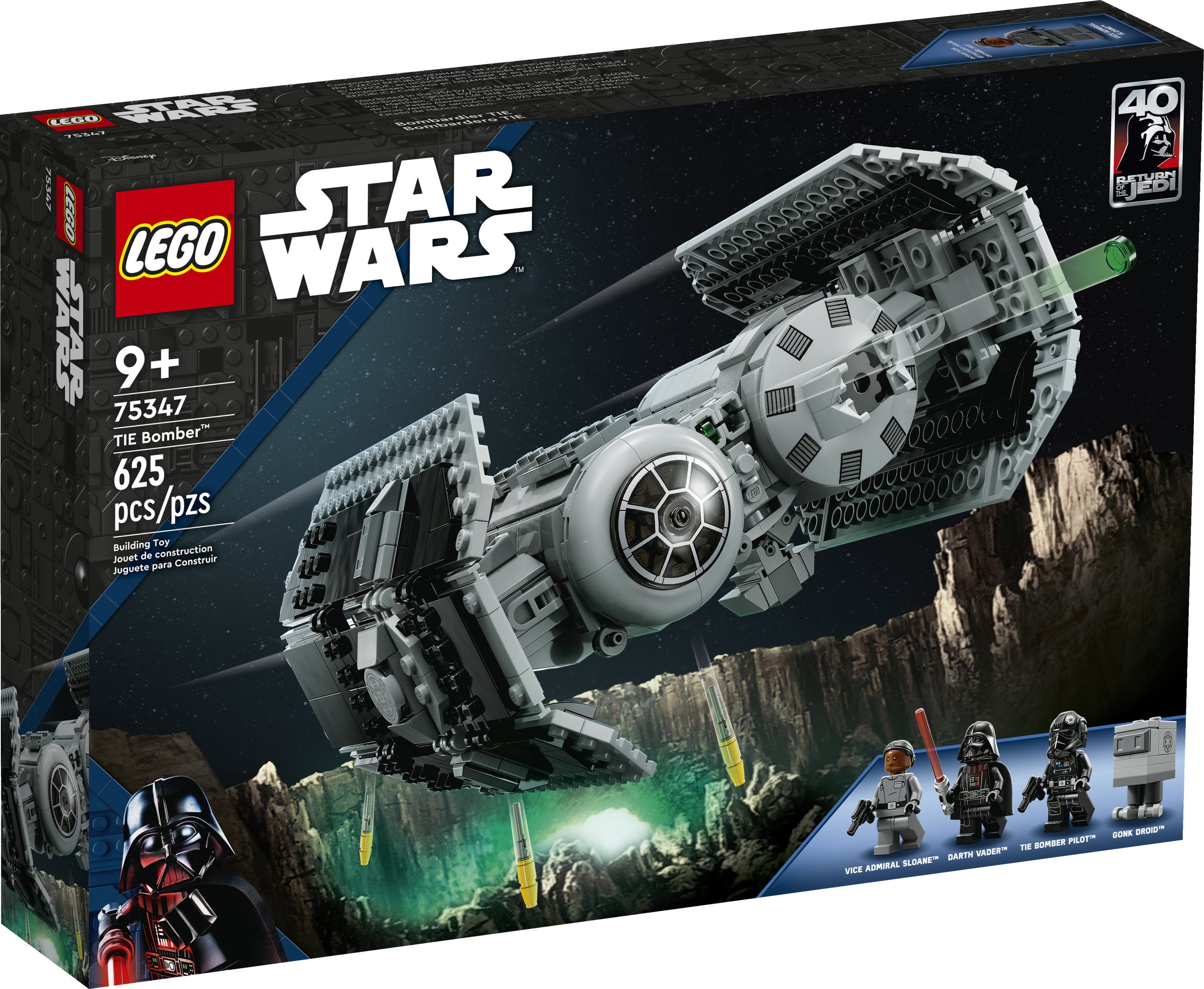 LEGO 75347 Star Wars TIE Bomb Model Kit with Darth Vader Mini Figure with  Lightsaber and Gonk Droid & 75344 Star Wars Boba Fetts Starship -  Microfighter Set, Model from The Mandalorian