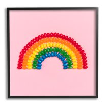 Stupell Industries Rainbow Shaped Candies Food & Beverage Painting Black Framed Art Print Wall Art, 12 x 12