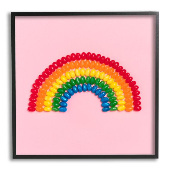 Stupell Industries Rainbow Shaped Candies Food & Beverage Painting Black Framed Art Print Wall Art, 12 x 12