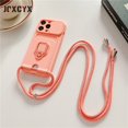 thumbnail image 1 of Funda de tarjeta tipo billetera con cordón para collar cruzado para iPhone 13 Pro Max 14 12 11 8 7 Plus XR Xs X SE, soporte de anillo, funda blanda Tan Jianjun unisex, 1 of 2
