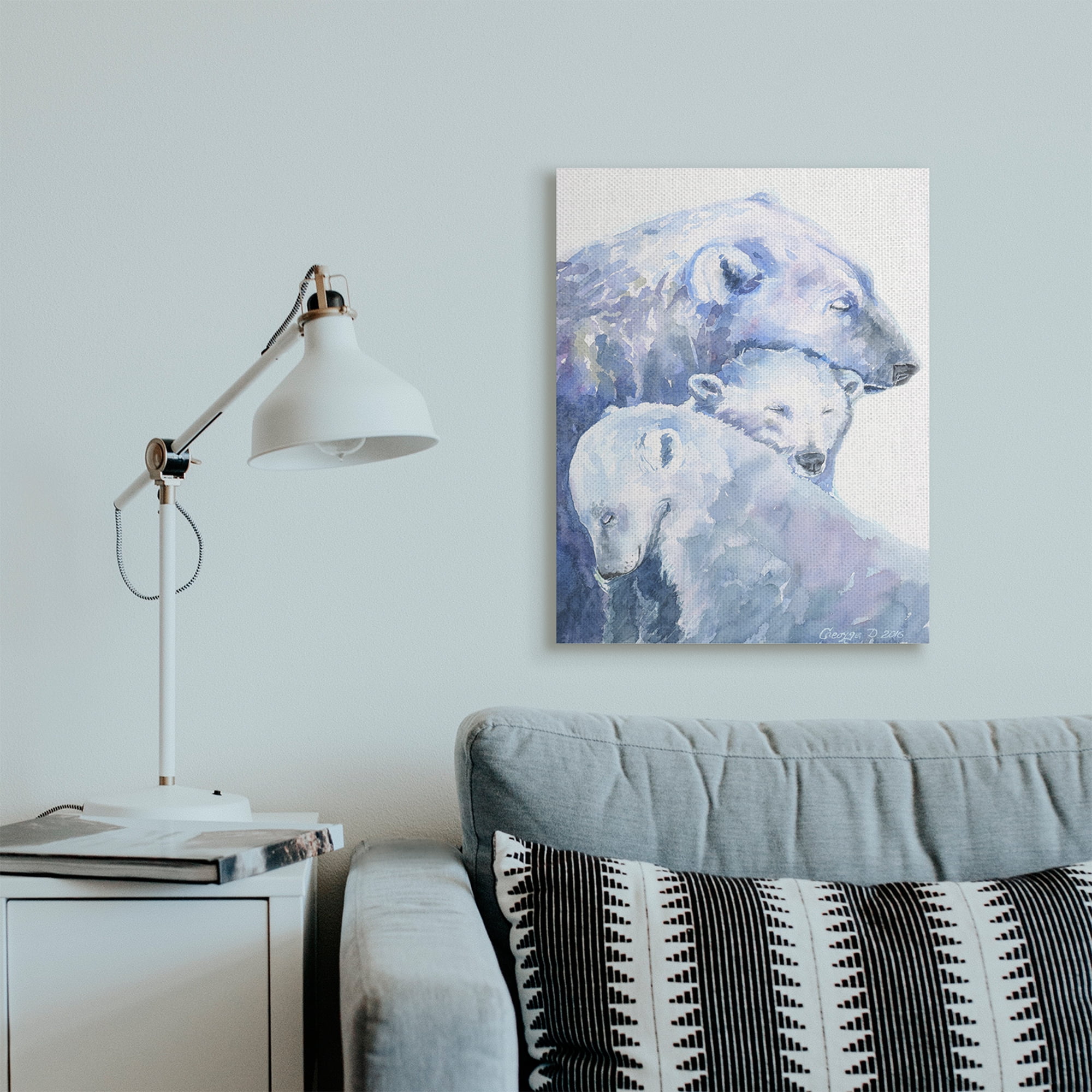 Stupell Industries Polar Bear Family Arctic Hug Portrait Canvas Wall Art, 24 x 30, Design by George Dyachenko